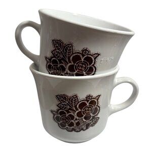 Corelle By Corning Batik Floral Coffee Mugs Vintage Set of 2